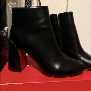 Sleek Black Heeled Red bottom-Boots for Women